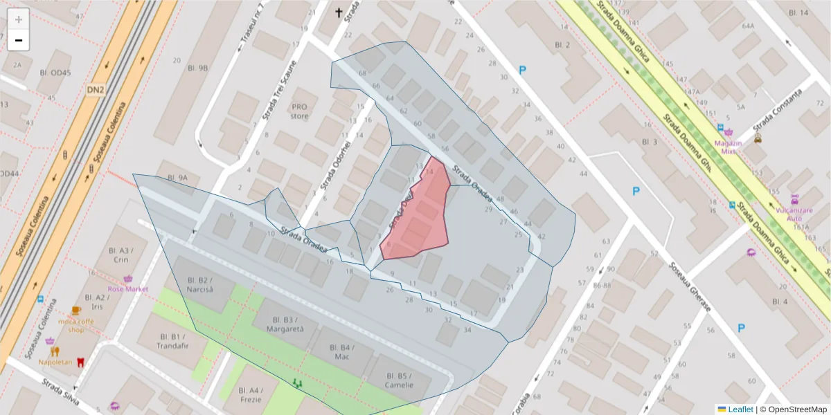 Hartă a codului poștal  și a codurilor poștale învecinate