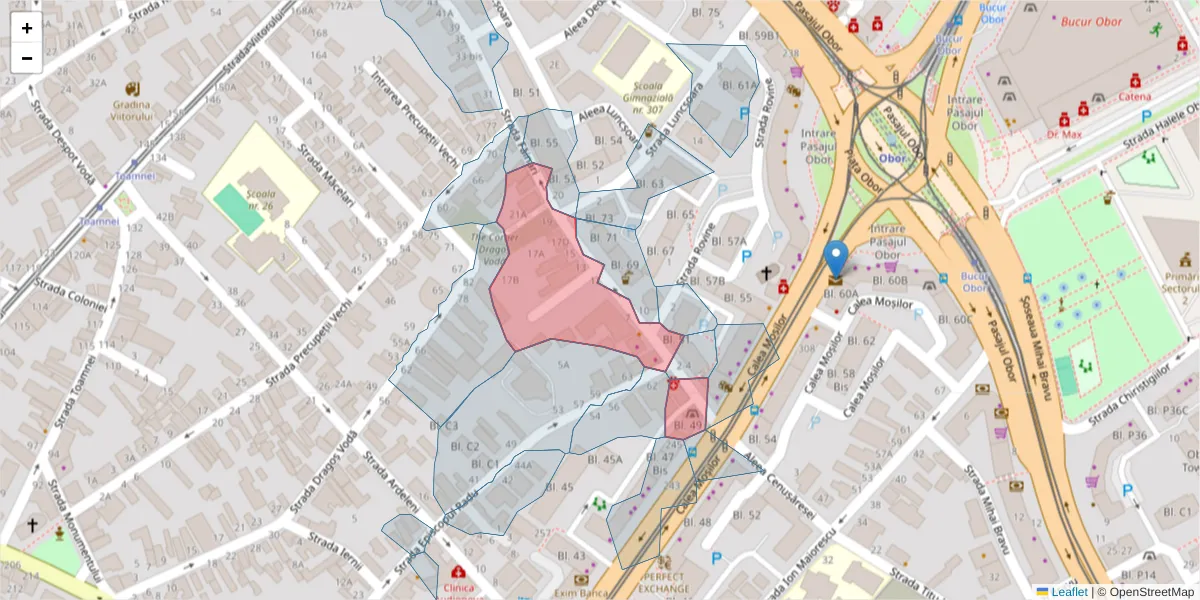 Hartă a codului poștal  și a codurilor poștale învecinate