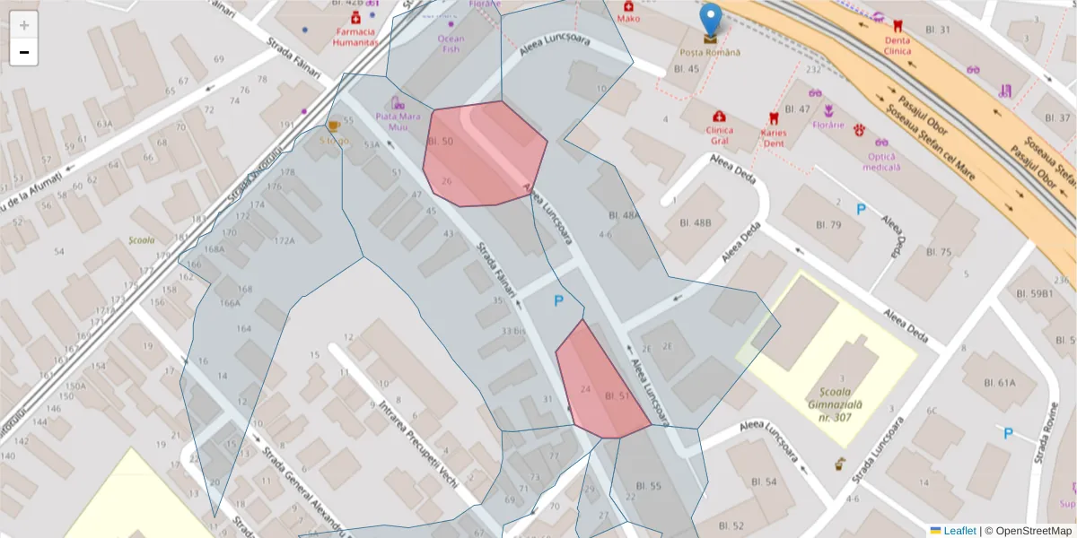 Hartă a codului poștal  și a codurilor poștale învecinate