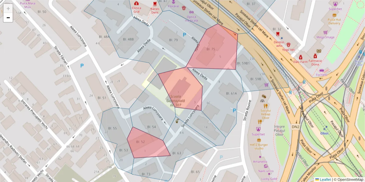 Hartă a codului poștal  și a codurilor poștale învecinate