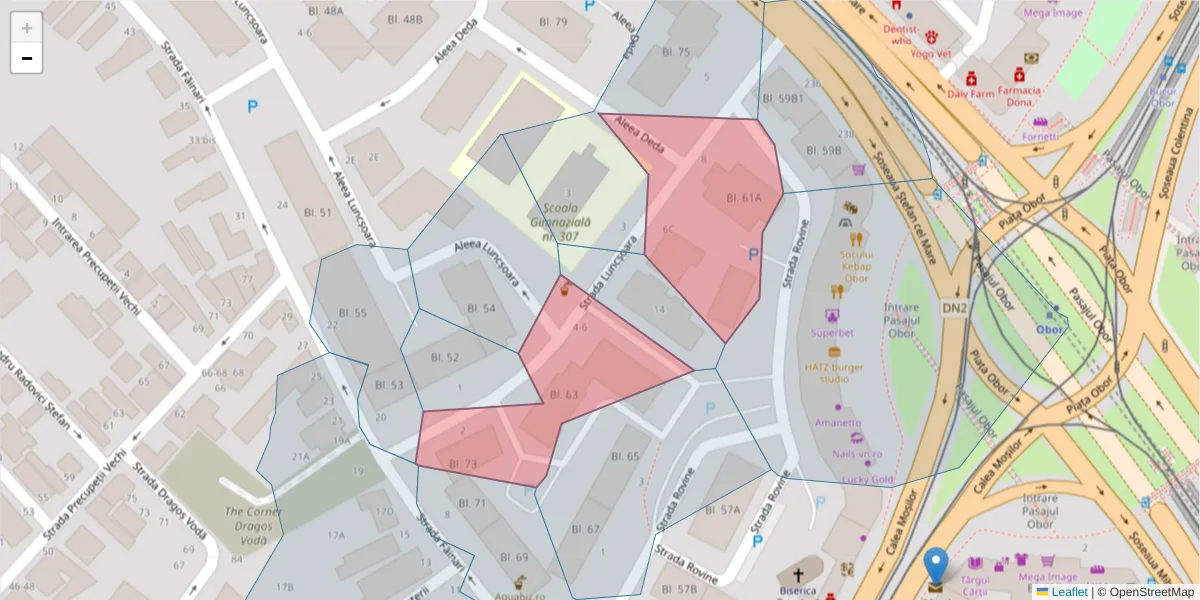 Hartă a codului poștal  și a codurilor poștale învecinate