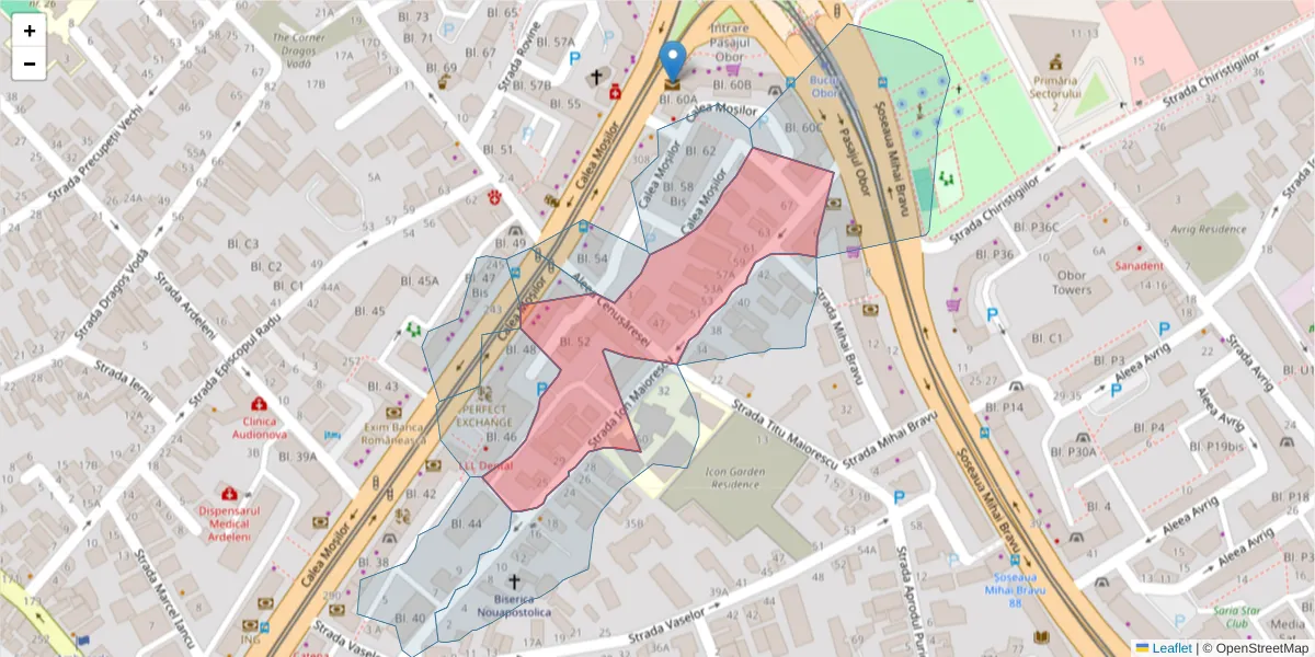 Hartă a codului poștal  și a codurilor poștale învecinate