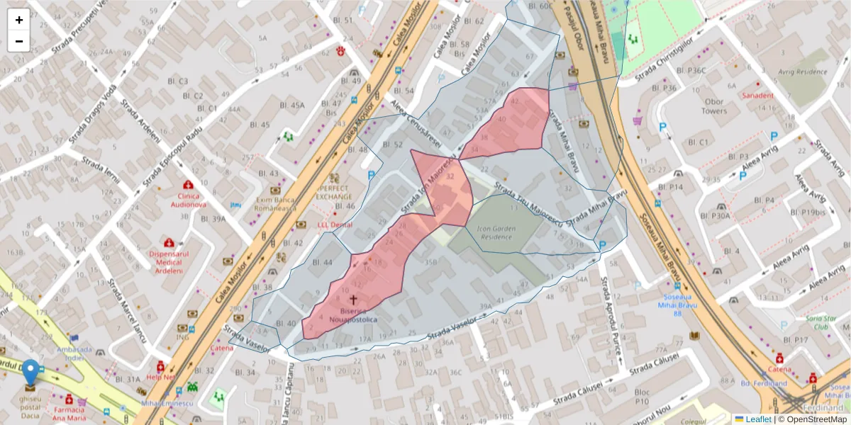 Hartă a codului poștal  și a codurilor poștale învecinate