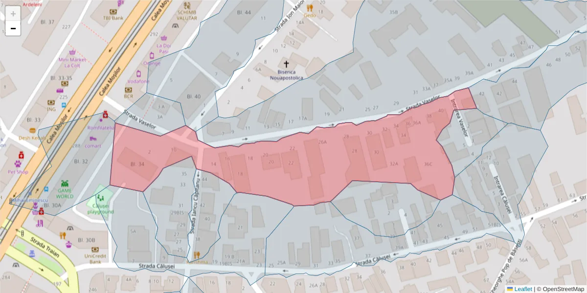 Hartă a codului poștal  și a codurilor poștale învecinate