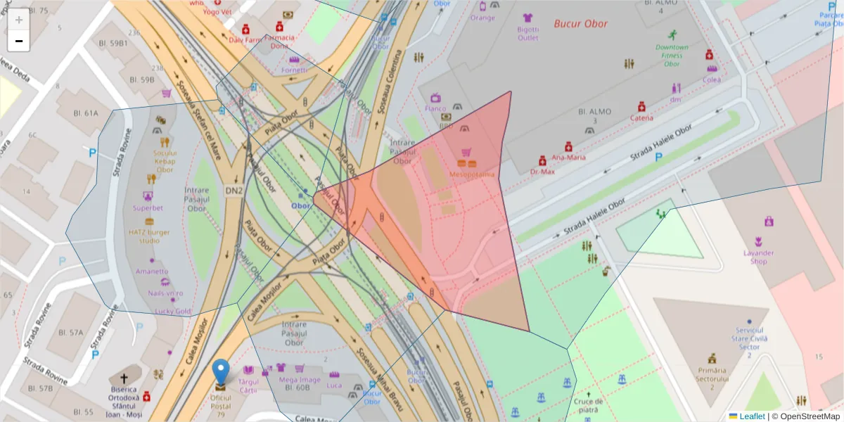 Hartă a codului poștal  și a codurilor poștale învecinate