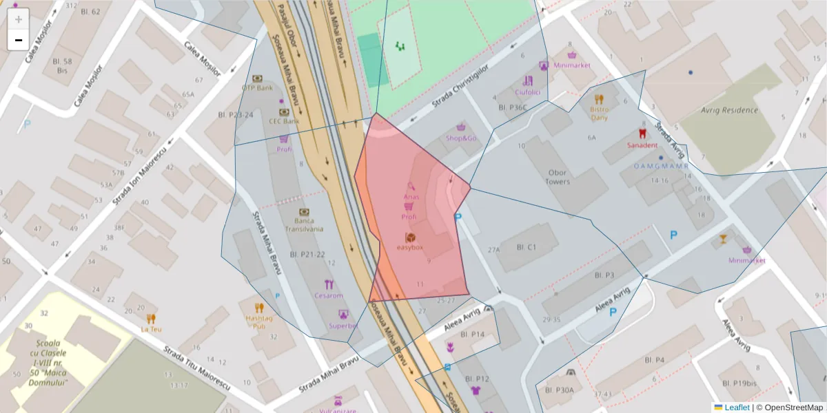 Hartă a codului poștal  și a codurilor poștale învecinate