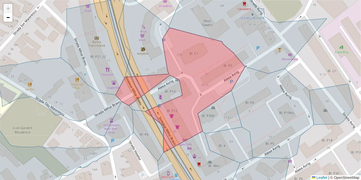 Hartă a codului poștal  și a codurilor poștale învecinate