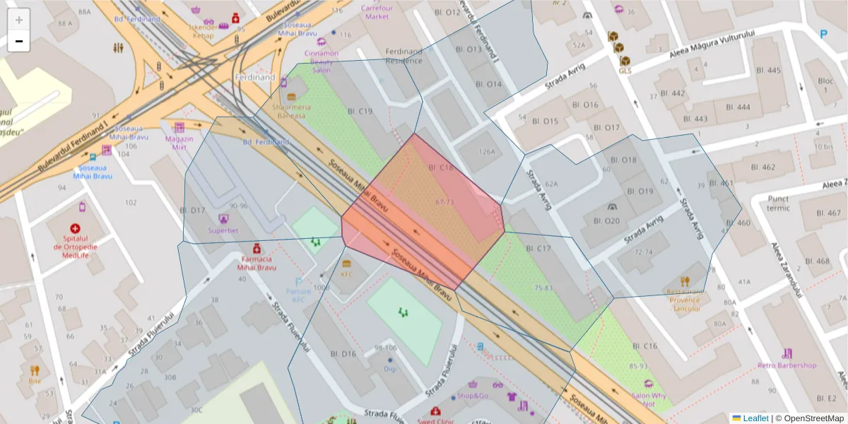 Hartă a codului poștal  și a codurilor poștale învecinate