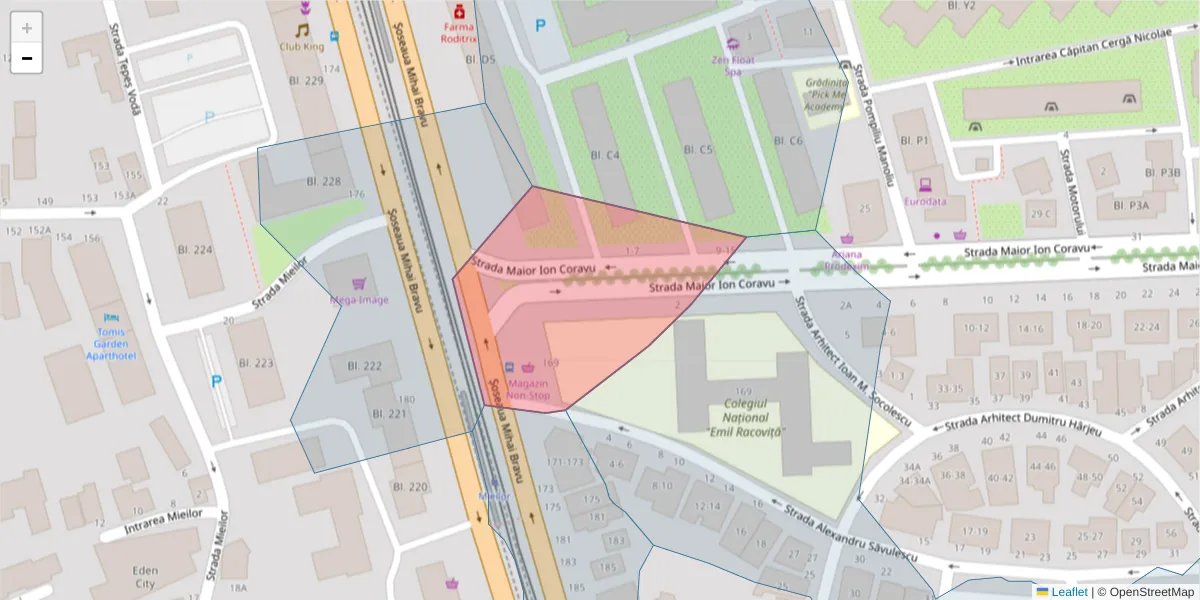 Hartă a codului poștal  și a codurilor poștale învecinate