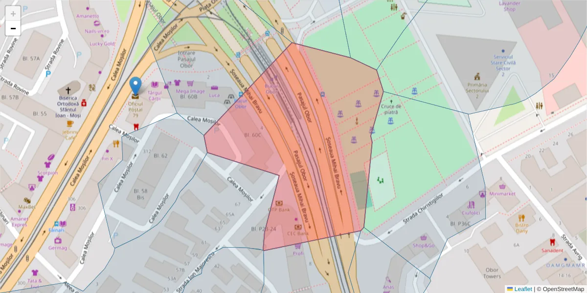 Hartă a codului poștal  și a codurilor poștale învecinate