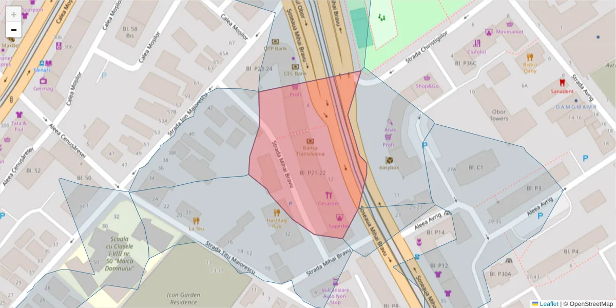 Hartă a codului poștal  și a codurilor poștale învecinate