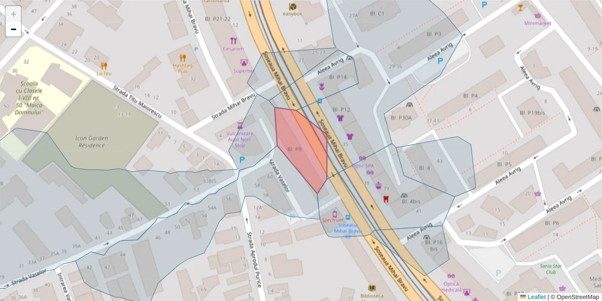 Hartă a codului poștal  și a codurilor poștale învecinate