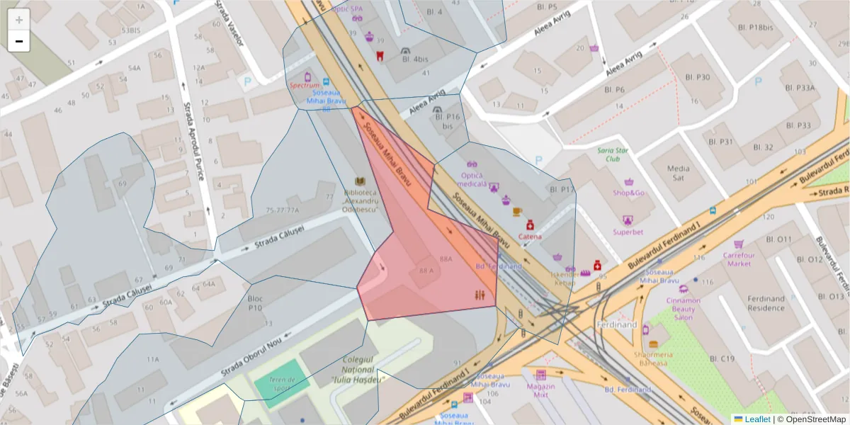 Hartă a codului poștal  și a codurilor poștale învecinate