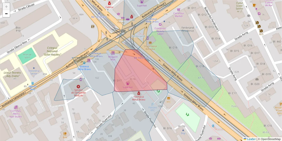 Hartă a codului poștal  și a codurilor poștale învecinate