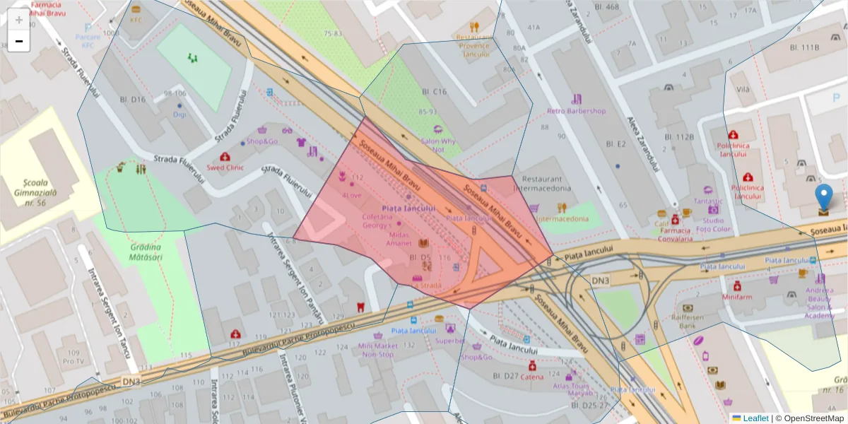 Hartă a codului poștal  și a codurilor poștale învecinate