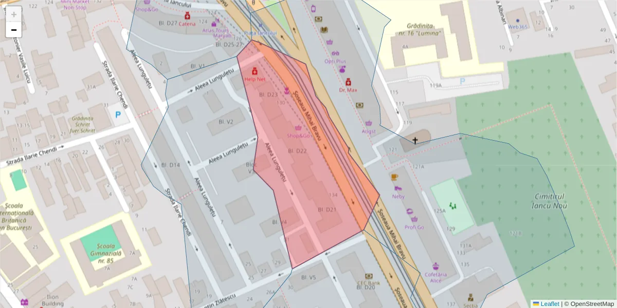 Hartă a codului poștal  și a codurilor poștale învecinate