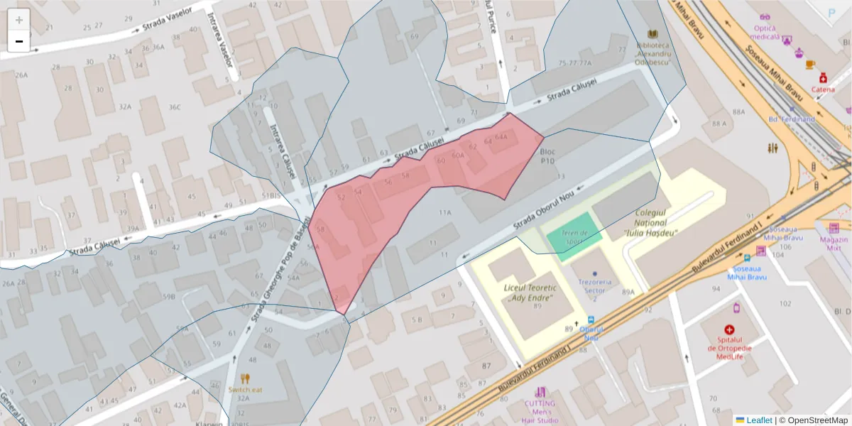 Hartă a codului poștal  și a codurilor poștale învecinate