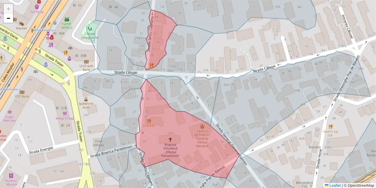 Hartă a codului poștal  și a codurilor poștale învecinate