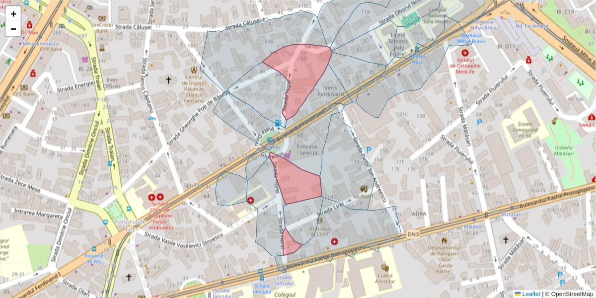 Hartă a codului poștal  și a codurilor poștale învecinate