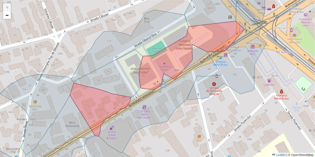 Hartă a codului poștal  și a codurilor poștale învecinate