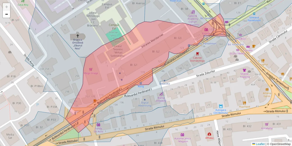 Hartă a codului poștal  și a codurilor poștale învecinate
