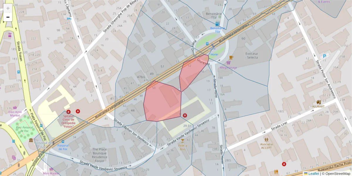 Hartă a codului poștal  și a codurilor poștale învecinate