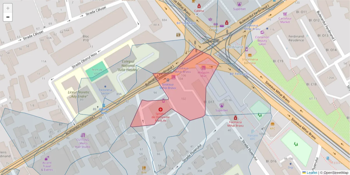 Hartă a codului poștal  și a codurilor poștale învecinate