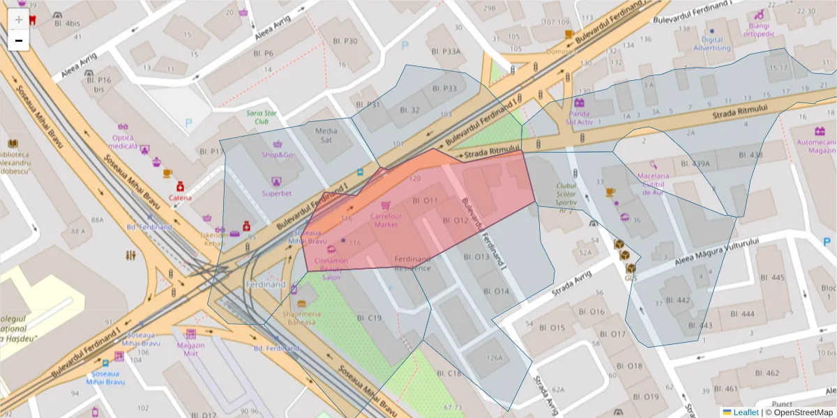 Hartă a codului poștal  și a codurilor poștale învecinate