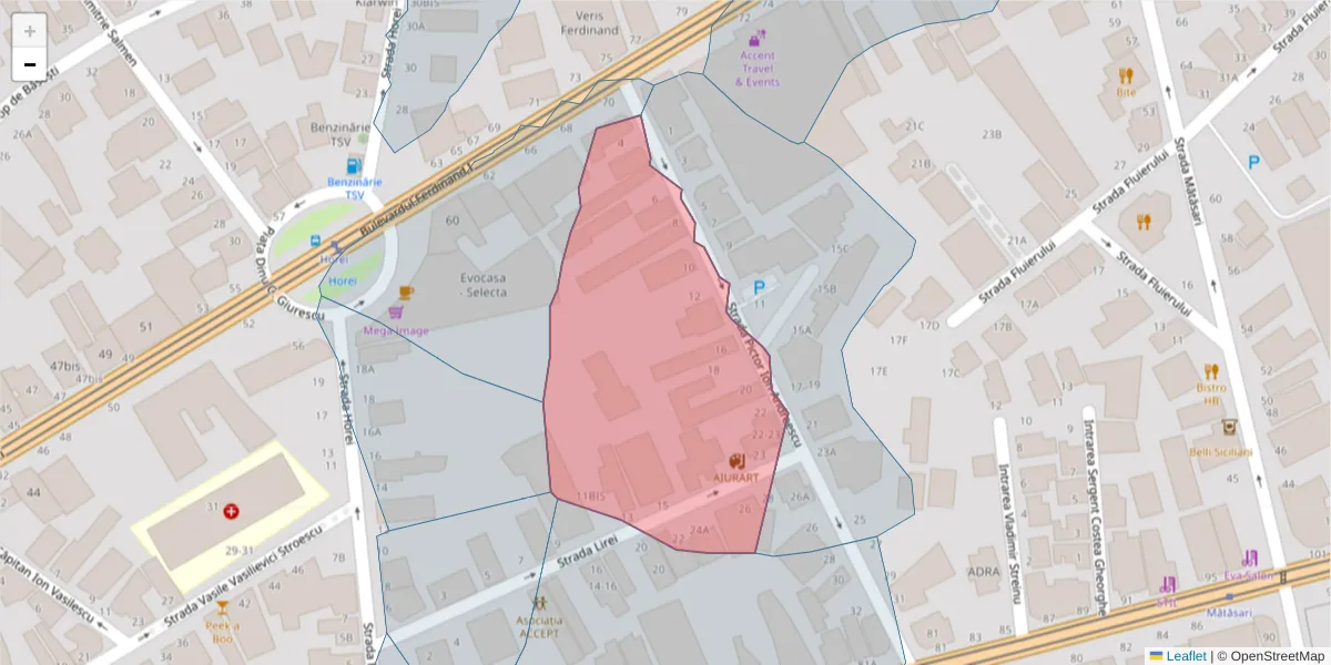 Hartă a codului poștal  și a codurilor poștale învecinate