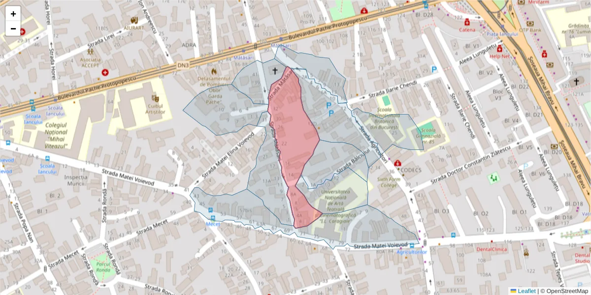 Hartă a codului poștal  și a codurilor poștale învecinate