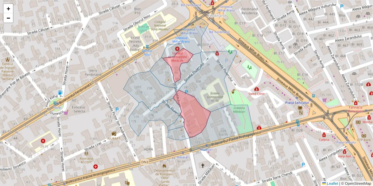 Hartă a codului poștal  și a codurilor poștale învecinate