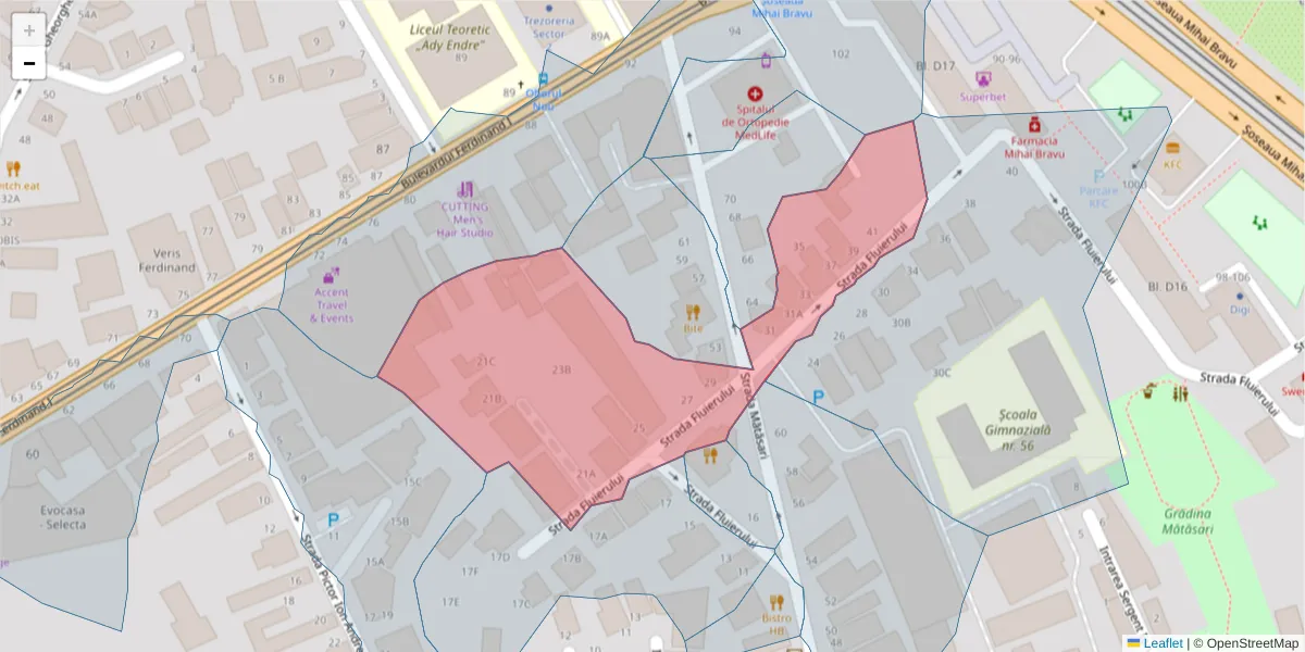 Hartă a codului poștal  și a codurilor poștale învecinate