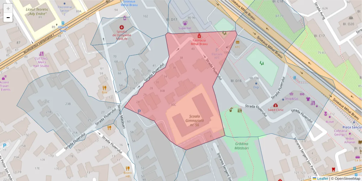 Hartă a codului poștal  și a codurilor poștale învecinate