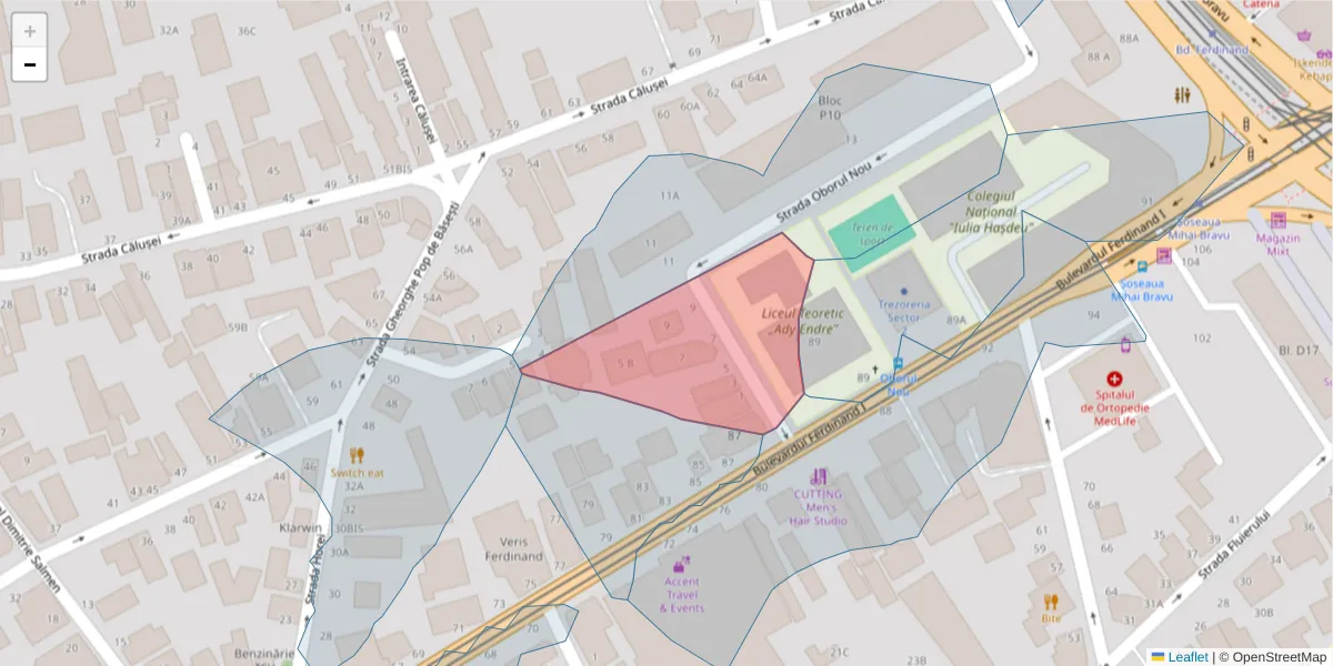 Hartă a codului poștal  și a codurilor poștale învecinate