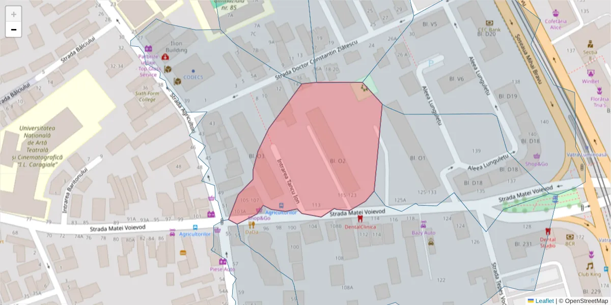 Hartă a codului poștal  și a codurilor poștale învecinate