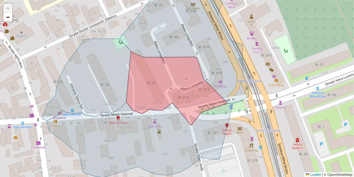 Hartă a codului poștal  și a codurilor poștale învecinate