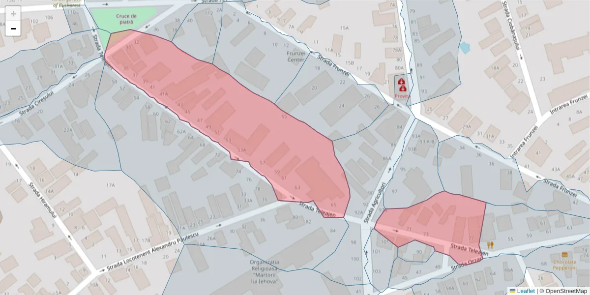 Hartă a codului poștal  și a codurilor poștale învecinate