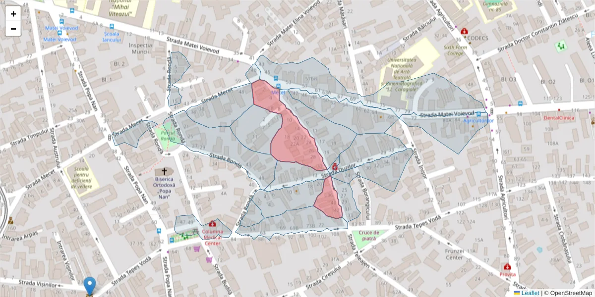 Hartă a codului poștal  și a codurilor poștale învecinate