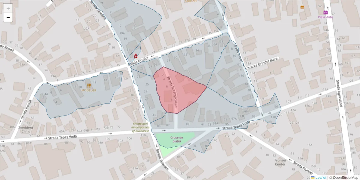 Hartă a codului poștal  și a codurilor poștale învecinate