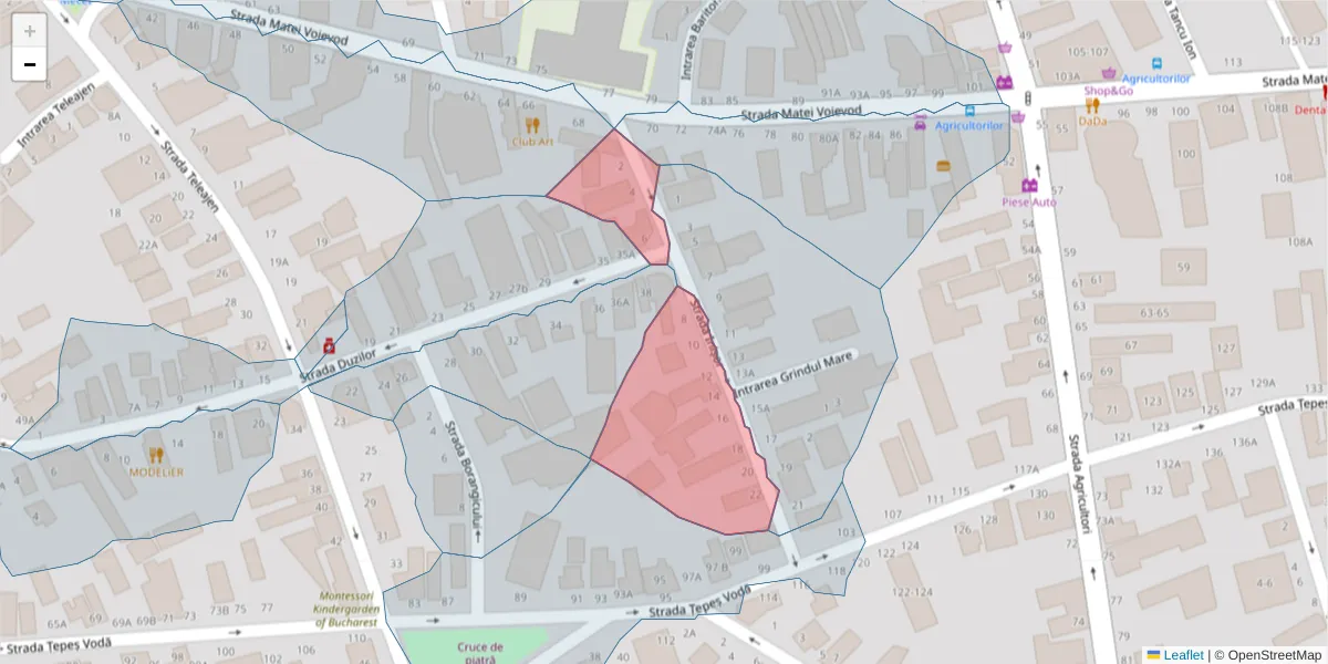 Hartă a codului poștal  și a codurilor poștale învecinate