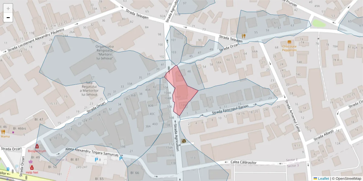 Hartă a codului poștal  și a codurilor poștale învecinate