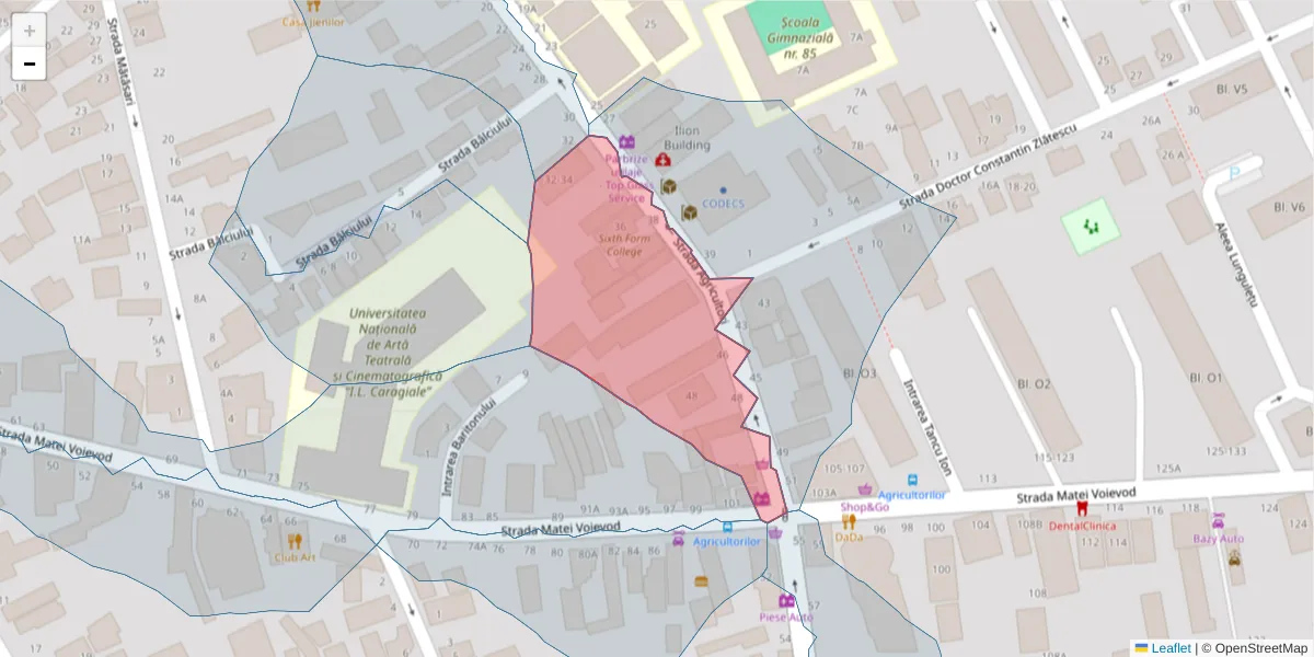 Hartă a codului poștal  și a codurilor poștale învecinate