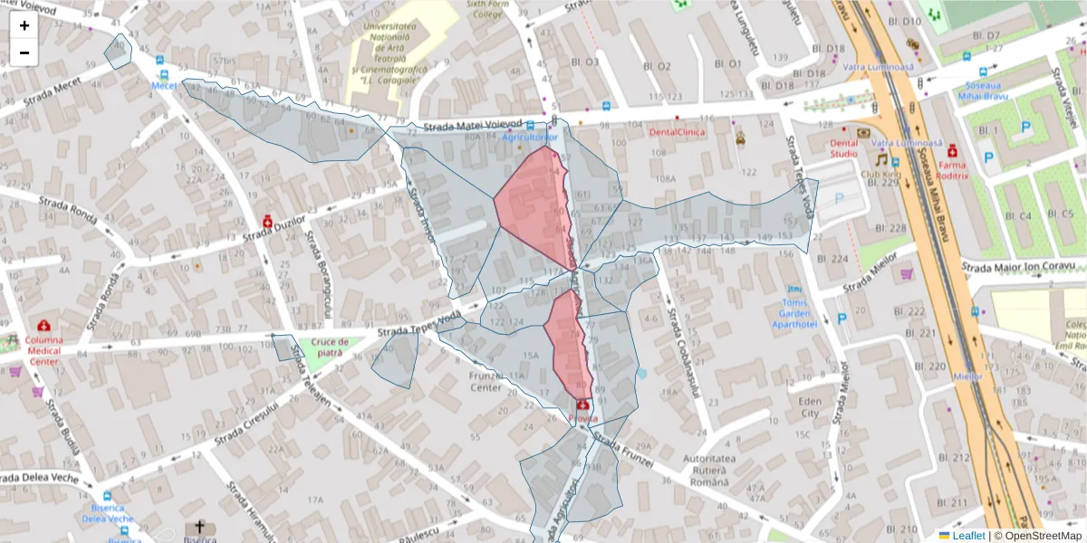 Hartă a codului poștal  și a codurilor poștale învecinate