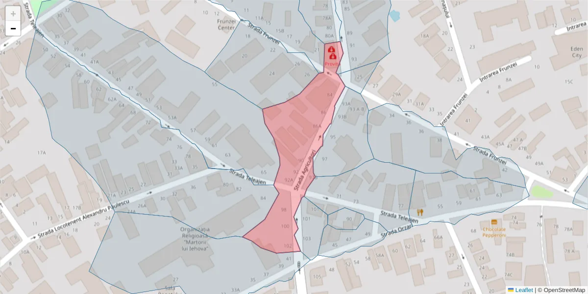 Hartă a codului poștal  și a codurilor poștale învecinate