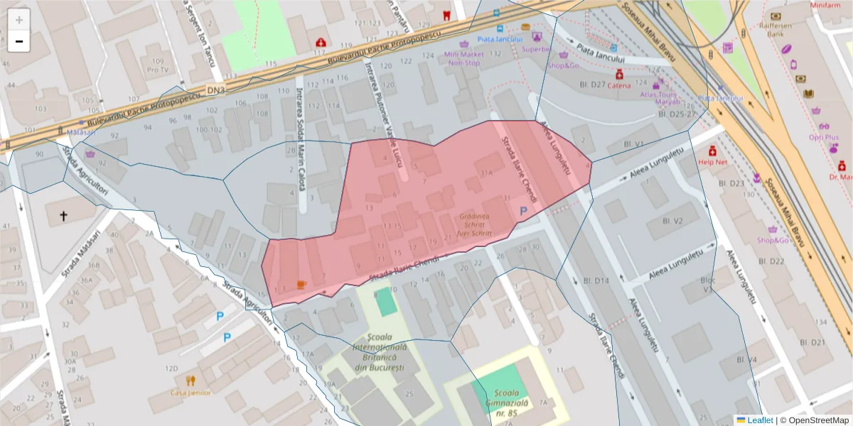 Hartă a codului poștal  și a codurilor poștale învecinate