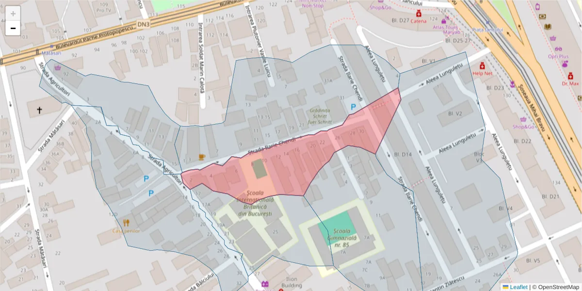 Hartă a codului poștal  și a codurilor poștale învecinate