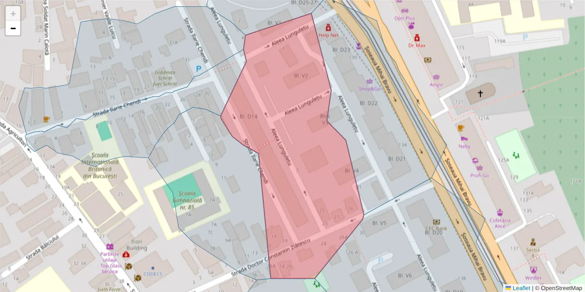 Hartă a codului poștal  și a codurilor poștale învecinate