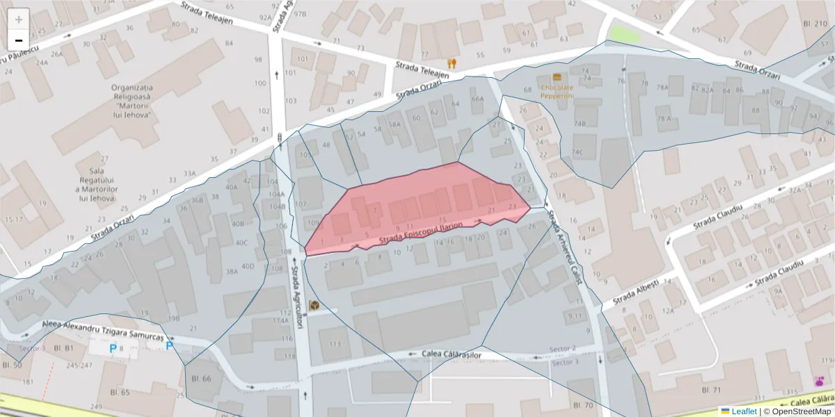 Hartă a codului poștal  și a codurilor poștale învecinate