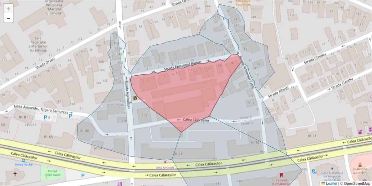 Hartă a codului poștal  și a codurilor poștale învecinate