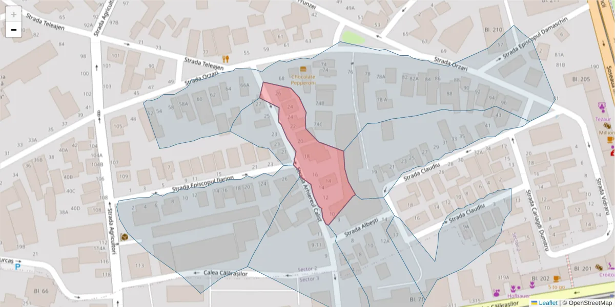 Hartă a codului poștal  și a codurilor poștale învecinate